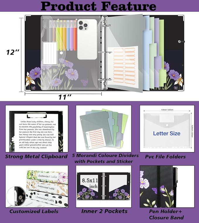 3 Ring Binder 2 Inch for 8.5"x11" Paper, Three Ring Binders - Image 2