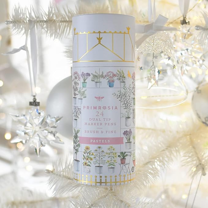 Primrosia 24 Pastel Dual Tip Markers, Fine Tip and Brush Pens. Perfect for art, illustration, drawing, calligraphy and bullet journals-DeskLoop Office