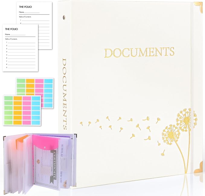 XKDOUS Aesthetic Document Organizer Linen Folio Folders by XKDOUS