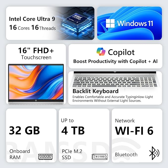 HP OmniBook 5, Intel Core Ultra 9 285H, 2K Touchscreen Laptop, Next Gen AI PC - Image 2