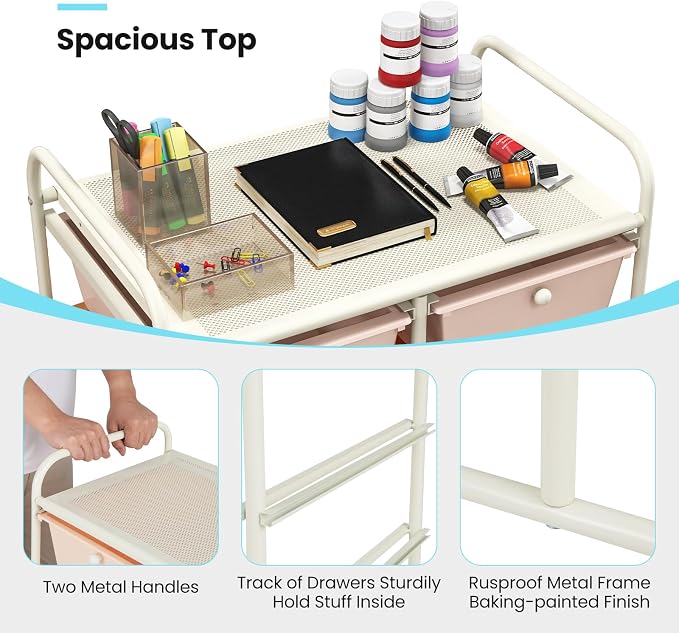 GLACER 10 Drawer Rolling Cart, Storage Cart - Image 5