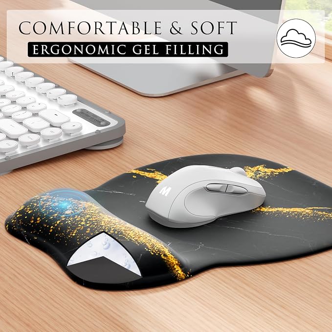 MROCO Ergonomic Mouse Pad with Gel Wrist Rest, 9.4 x 8.1 in, Gel Wrist Comfort - Image 4