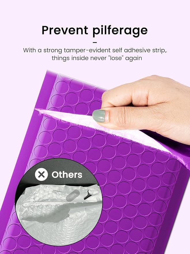 GSSUSA Purple Bubble Mailers 6X10 Inches 500 Pack, Padded Poly Bubble Mailer - Image 5