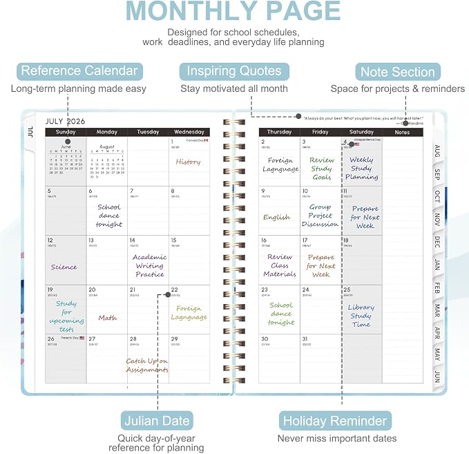 Planner 2026-2027, Weekly and Monthly Academic Year Calendar Planner, July 2026 - Image 3