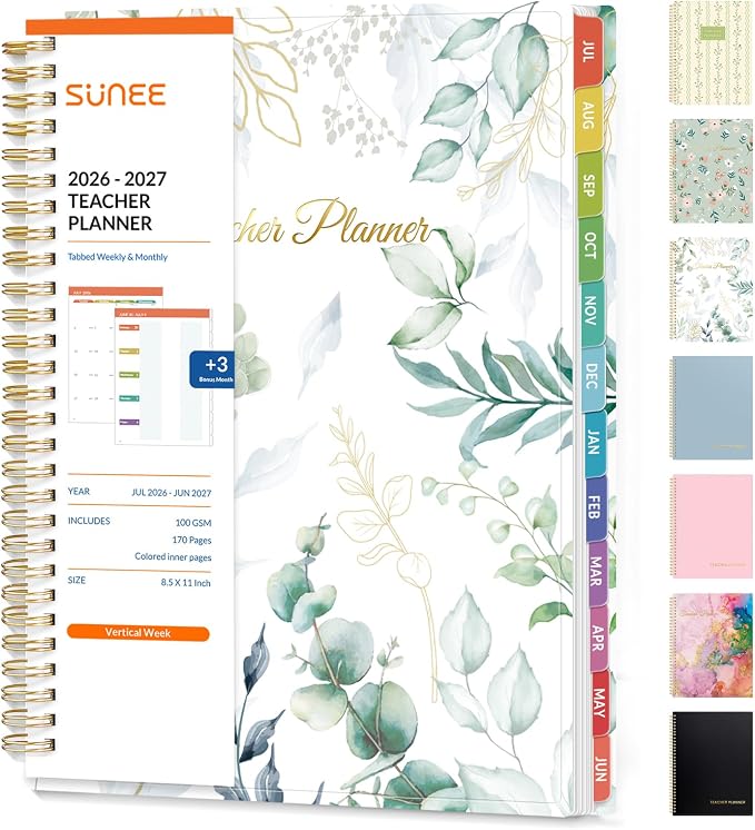 SUNEE Teacher Planner 2026-2027 Academic Year, Lite Lesson Planner Book by SUNEE