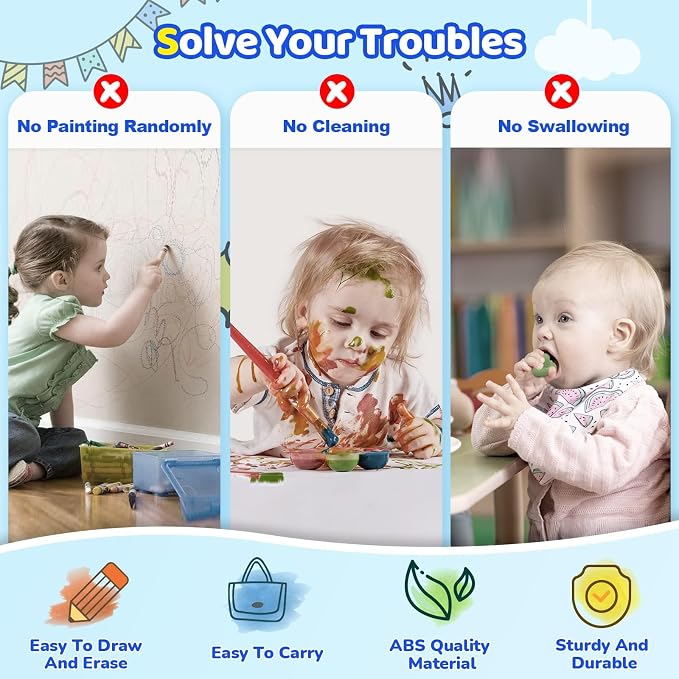 Kikidex Toddlers Toys Age 1-3, Magnetic Drawing Board, Doodle Board Pad - Image 3