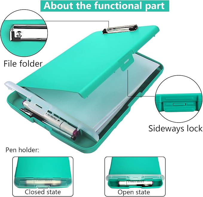 SFLHHDM Clipboard with Storage, Clip Boards 8.5x11, Plastic Clipboards with Pen - Image 5