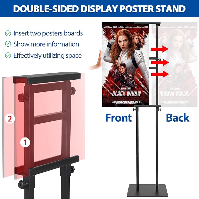 VAIIGO 2Pack Poster Stand for Display, Heavy Duty Floor Standing Sign Holder - Image 3