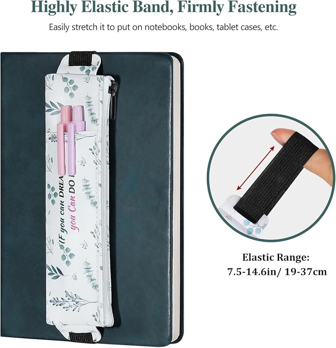 MoKo Elastic Pen Holder for Notebook, 4 Pieces PU Leather Pencil Case - Image 2