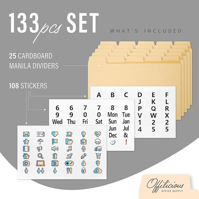 25 Heavyweight Manila Index Card Box Dividers - Image 2