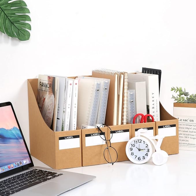 Foldable Desk File Holder Organizer Sturdy Cardboard Magazine Storage Box - Image 4