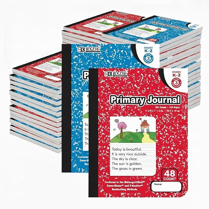 BAZIC PRODUCTS Primary Journal, Grades K-2, Draw & Write, 100 Ct, 48-Case | by BAZICProducts
