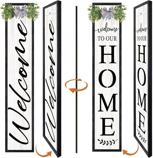 Double-sided Welcome to Our Home Wooden Sign Stand by Unknown