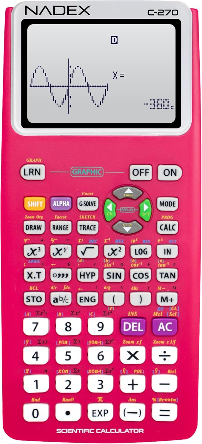 Scientific Calculator with Graph Functions for College and High School Students, Engineering, Advanced Mathematics, Calculus, Algebra, Geometery, Trigonometry, Statistics, Physics, Chemistry - Pink-DeskLoop Office