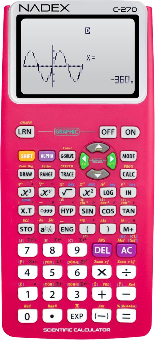 Scientific Calculator with Graph Functions for College and High School Students, Engineering, Advanced Mathematics, Calculus, Algebra, Geometery, Trigonometry, Statistics, Physics, Chemistry - Pink-DeskLoop Office