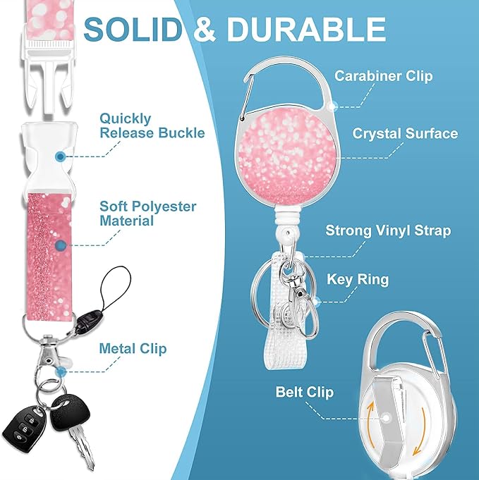 Badge Lanyard and ID Badge Holder, Retractable Badge Reels - Image 3