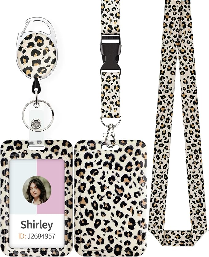 Uniclife Fashionable Sliding Badge Holder Leopard Print by UnicLife