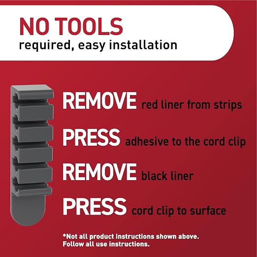 Command 5-Cord Clip Organizer, 4 Clips and 8 Medium Strips, 1 Clip Holds up to - Image 7