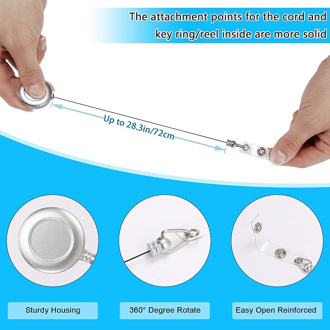 JANYUN 50 Pcs Retractable Badge Reel Clips Holder - Image 4