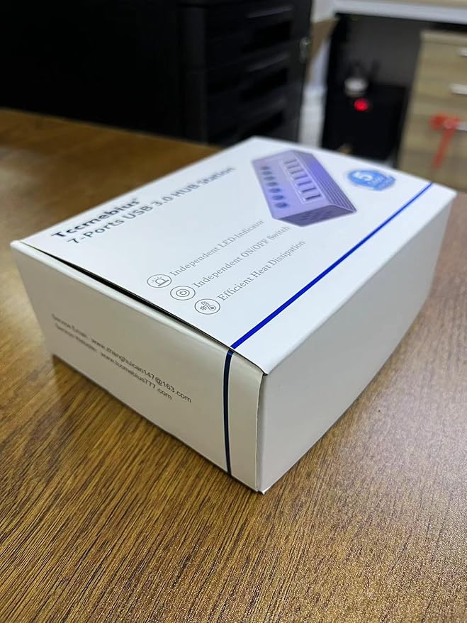 Powered 7-Port USB 3.0 Hub, USB C to 7 Ports USB Data Hub Splitter with Individual LED On/Off Switche, 3.3FT Cable, 12V/3A Power Adapter, for Laptop MacBook Pro/Air PC (Aluminum Gary)-DeskLoop Office