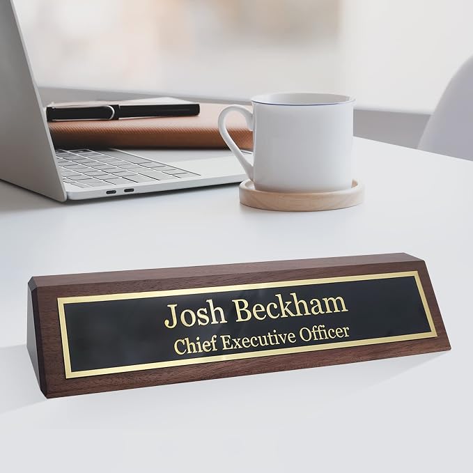 Business Wood Name Plate for Desk | Custom Desk Name Plate Personalized Gift by EngravingInternational