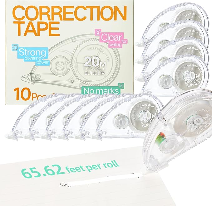 White Correction Tape, 10 Pack 65.62ft Strong Covering Instant Fixc | 0.197 by Unknown