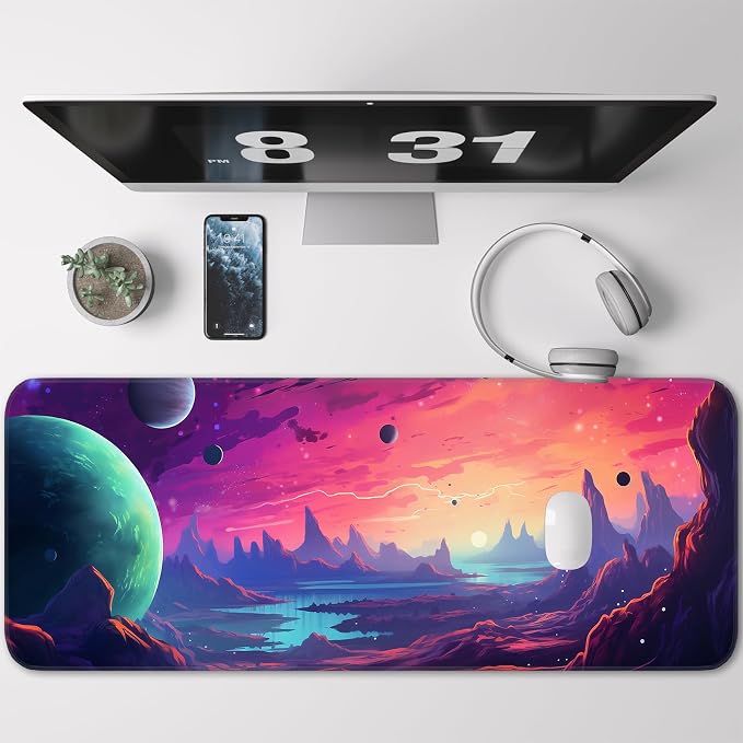 Gaming Mouse Pad, Non-Slip Rubber Base, Stitched Edges, 31.5x11.8 Inch Large - Image 2