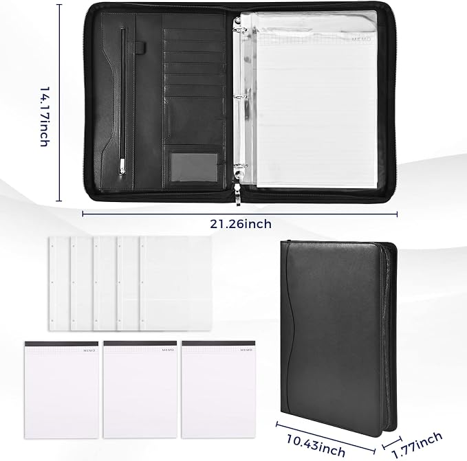 3-Ring Padfolio Portfolio Binder Organizer, PU Leather Folder Binder Business - Image 4