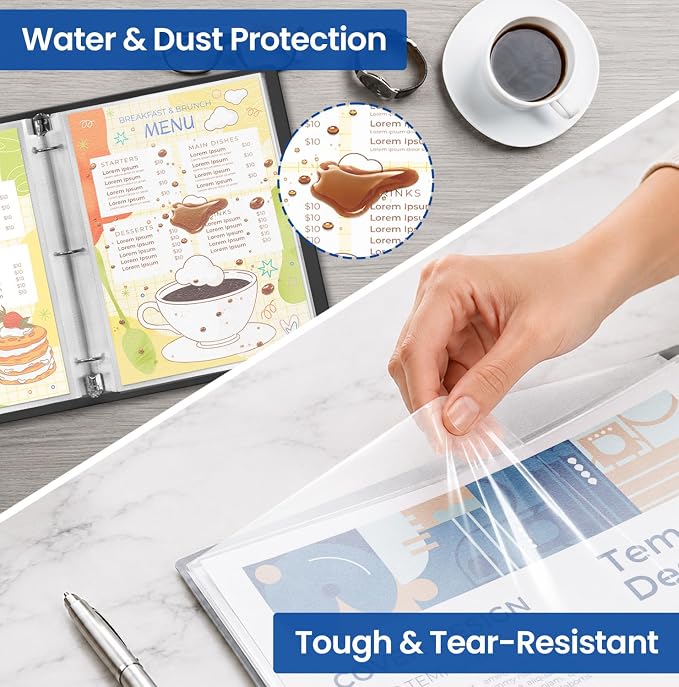 Taja Sheet Protectors for 3 Ring Binder, Non-Glare Page Protectors Top Loading - Image 3