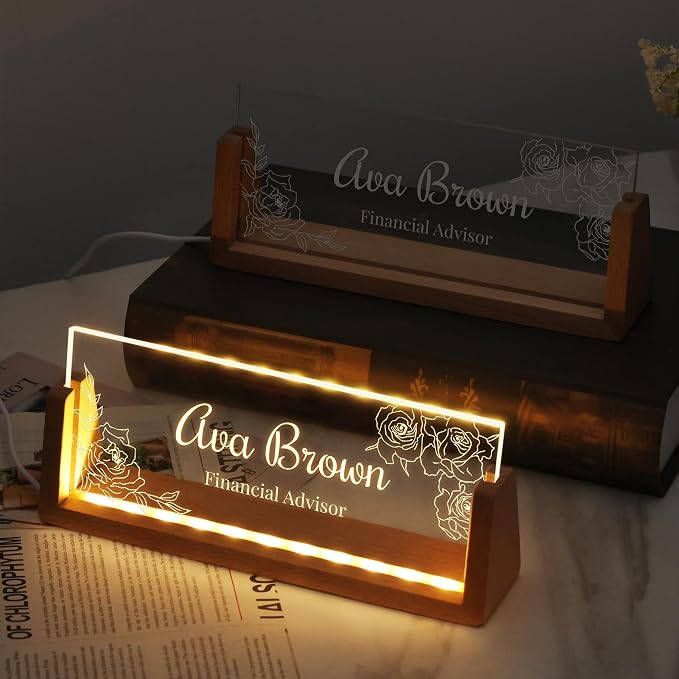 Custom Light Up Name Plate for Desk, Personalized LED Acrylic Name Sign - Image 2