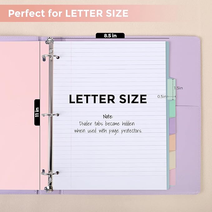 SKYDUE Plastic 8-Tab Dividers fit Letter Size, Pastel Color | 1 Set, Big Tab - Image 3