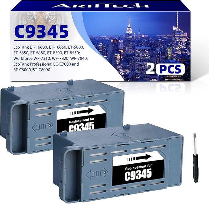 C9345 Ink Maintenance Box Replacement for WF-7840 ET-8550 ET-5850 ET-5880 ET-8500 WF-7820 WF-7310 ET-5800 EC-C7000 ST-C8000 ST-C8090 ET-16650 ET-16600 (C12C934591/PXMB9/C9345, 2 Packs)-DeskLoop Office