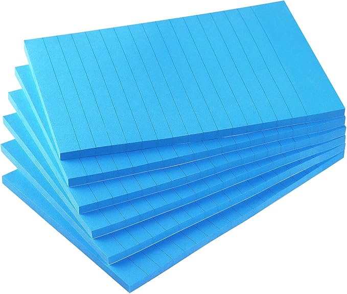 Early Buy 6 Pads Lined Sticky Notes with Lines 4x6 Self-Stick Notes Bright Color Sticky Notes, 45 Sheets/Pad (Blue)-DeskLoop Office