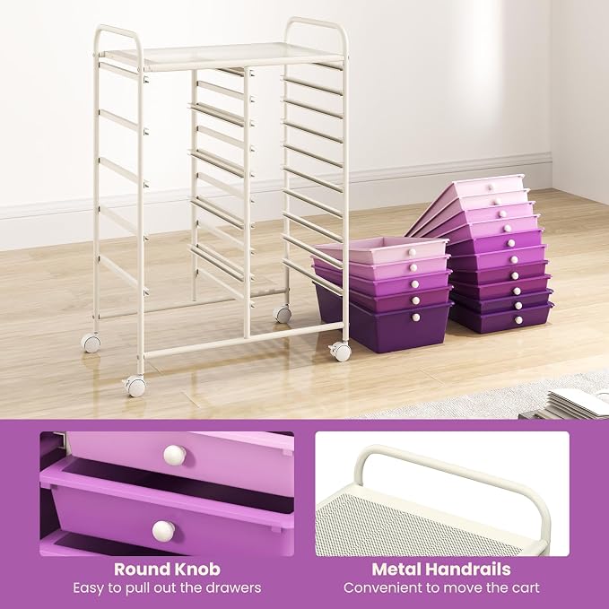 HAPPYGRILL 15-Drawer Rolling Cart, Storage Carts - Image 4