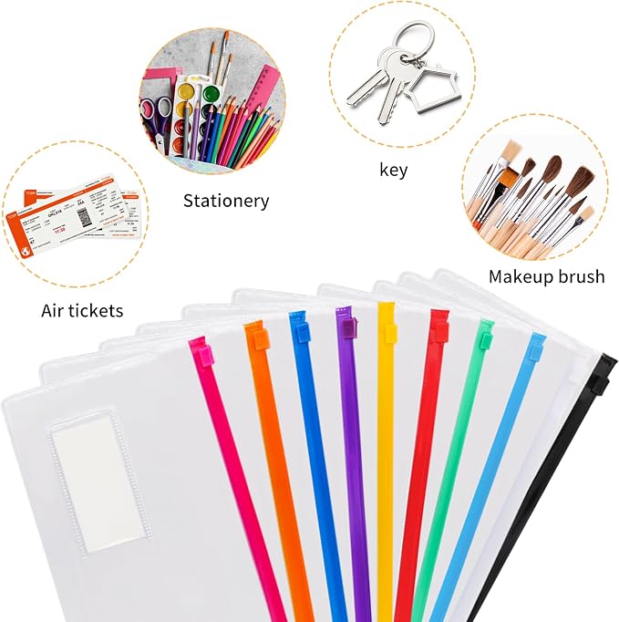 EOOUT 32pcs Poly Zip Envelope, Reusable Envelopes, Pencil Case Bulk, Bill Bag - Image 4