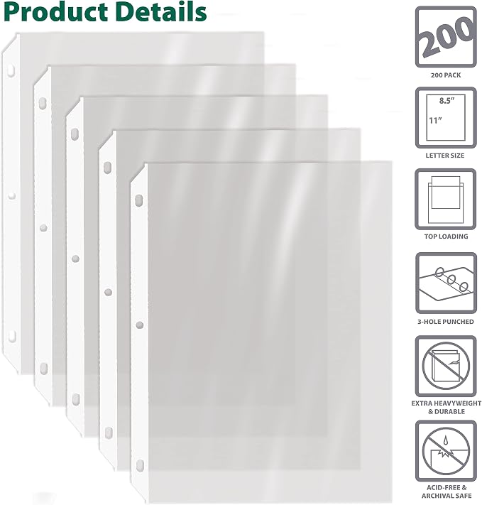 GOLD SEAL 200 Count Diamond Clear Extra Heavyweight Sheet Protectors, 4 mils - Image 3