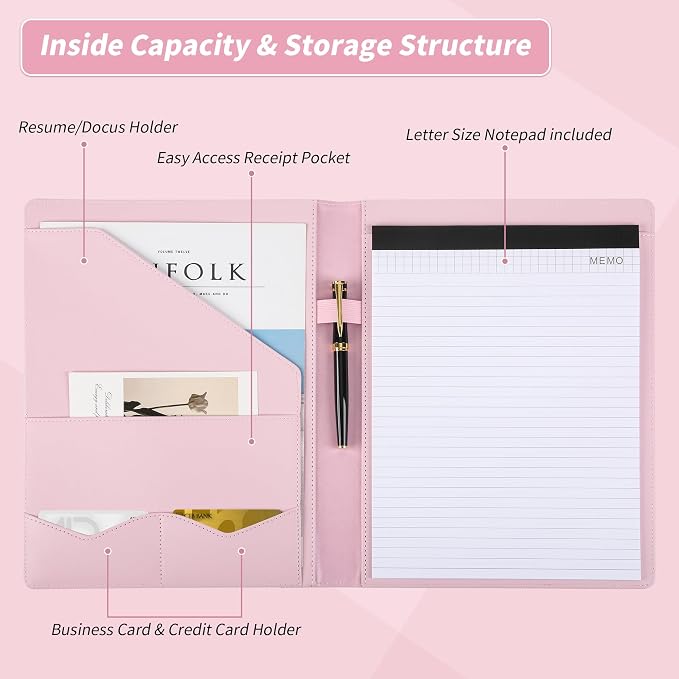 Pacific Mailer Padfolio Portfolio Leather Binder, Interview Legal Document - Image 3
