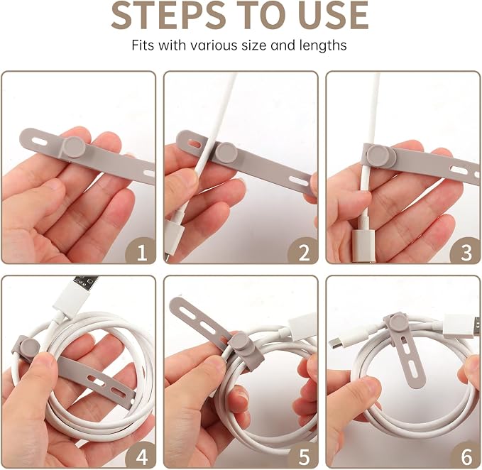 Oligei 25 Pcs Silicone Cable Ties, Cable Ties Reusable, High Elasticity Cord - Image 5