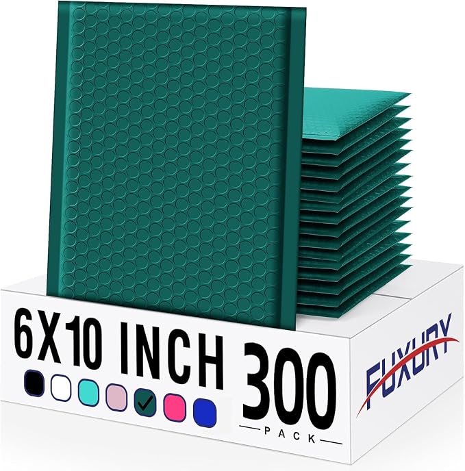 Fuxury 300 Pack Forest Green Bubble Mailers 6x10 Inch, Small Bubble Shipping by Fuxury