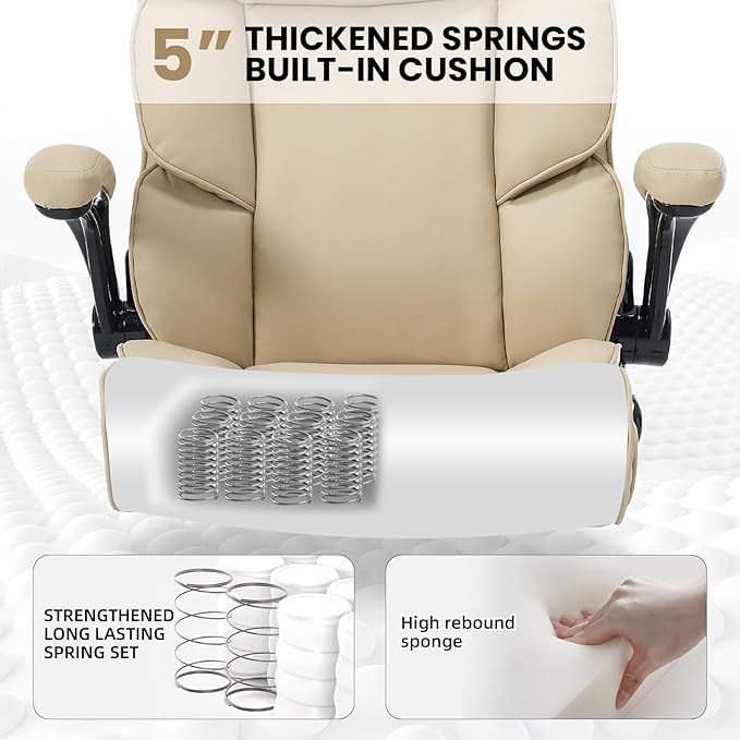 Big and Tall Office Chair 500lbs Wide Seat Executive Office Desk Chair High-Back Office Task Chair, Ergonomic Lumbar Support Computer Office Chairs for Heavy People-DeskLoop Office