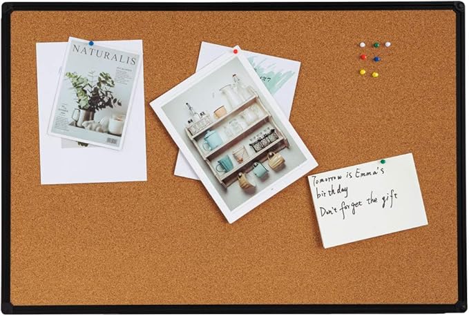 2 Pack 36 x 24 Inch Cork Notice Board Bulletin Message Memo Pin Board, Black Aluminum Frame-DeskLoop Office