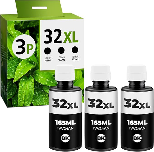 32XL Black Ink Bottle Set, Smart Tank 7602 5101 651 6001 5000 Ink Refill Compatible with HP 32XL Black Ink Bottle Set for Smart Tank 5101 7602 651 5000 5103 6001 7301 7302 7001 5102 7006 7002 Printer-DeskLoop Office