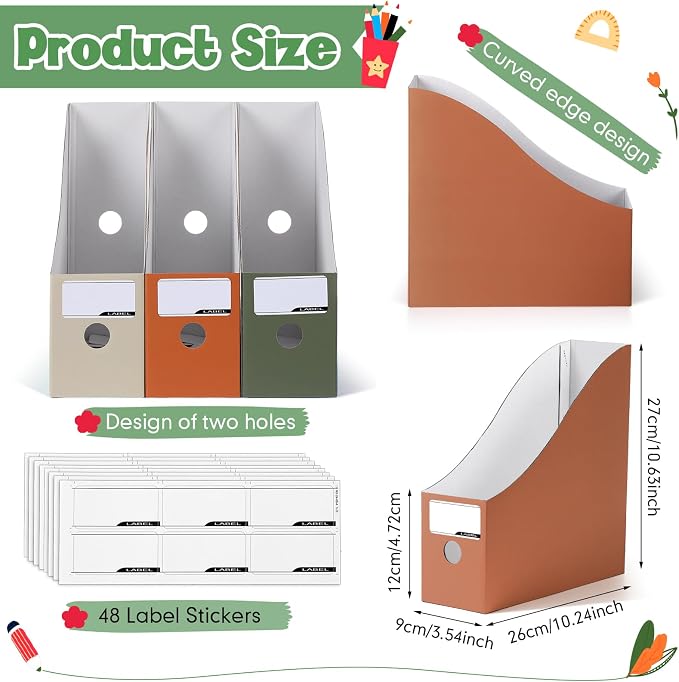Colarr 24 Pcs Cardboard Magazine Holders 12 Colors Magazine Storage Box - Image 2