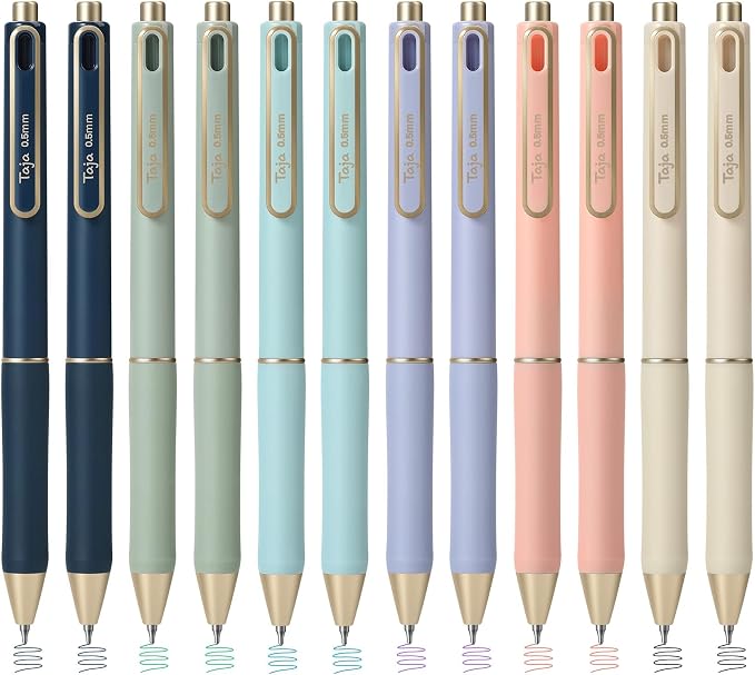Taja Colorful Gel Pens, 0.5mm Fine Point Smooth Writing Pens by Taja