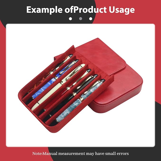 MIVLXLX Leather 6 Fountain Pen/Pencil Tray Case, Magnetic Closure - Image 4