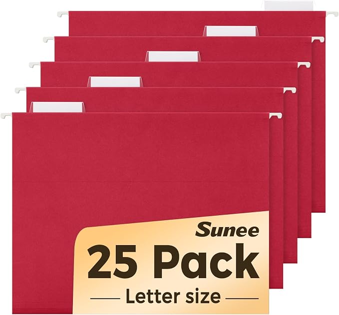 SUNEE Hanging File Folders, 25 Pack Letter Size Hanging File Folders by SUNEE