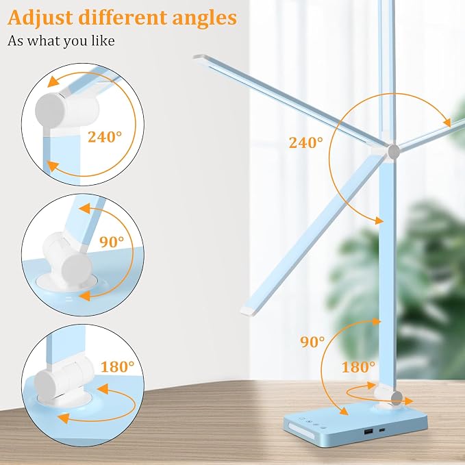 LED Desk Lamp with USB Ports, Touch Desk Lamps - Image 6