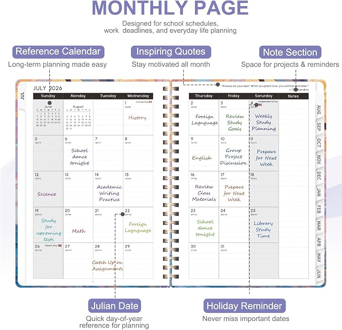 Planner 2026-2027, Weekly and Monthly Academic Year Calendar Planner, July 2026 - Image 3