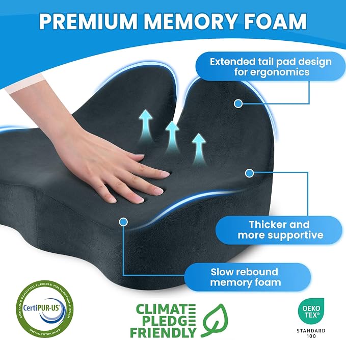 CushZone Seat Cushion, Memory Foam Office Chair Seat Cushion - Image 3