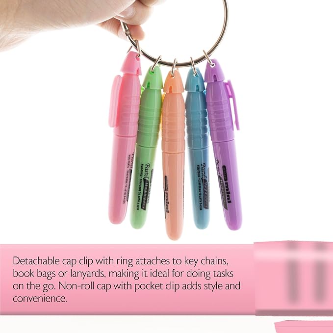 BAZIC PRODUCTS Mini Pastel Highlighters, Chisel Tip, cap clip, non-toxic ink - Image 4